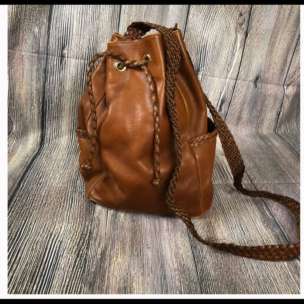 LJS genuine leather crossbody bucket bag - very in style now!